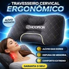 Travesseiro Ortopédico Cervical Fino Ergonômica de Algodão Tricotado para Pescoço e Coluna COR CINZA