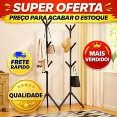 Cabideiro Arara de Chão 9 Ganchos em aço Resistente • Base Antiderrapante • Design Moderno e Estável