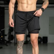 Roupa Masculina - Bermuda Masculina 2 em 1 para Academia - Short Masculino com Proteção UV