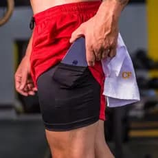 Roupa Masculina - Bermuda Masculina 2 em 1 para Academia - Short Masculino com Proteção UV