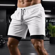 Roupa Masculina - Bermuda Masculina 2 em 1 para Academia - Short Masculino com Proteção UV