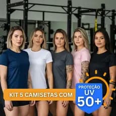 Roupa de Academia Feminina: Kit 5 Blusa Feminina Dry Fit com Proteção UV 50+ para Treino e Academia