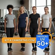 Roupa de Academia Feminina: Kit 4 Blusa Feminina Dry Fit com Proteção UV 50+ para Treino e Academia
