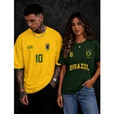 KIT Camisa Camiseta Feminina e Maculina StreetWear Brasil Algodão 100%  Tshirts verão Copa 2026 Gola Redonda Básica