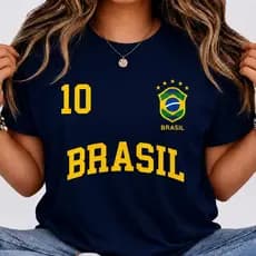 amiseta Brasil Copa do Mundo 2026 Masculina Feminina 100% Algodão Estampa Premium