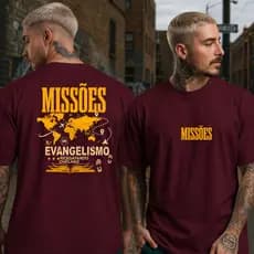 Camiseta Cristã Missões Evangelismo 100% Algodão Gola Redonda Blusa Evangélica Fé Streetwear Manga Curta Camiseta Gospel