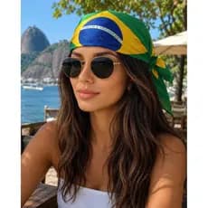 Bandana Brasil Premium em Cetim – Estilo, Conforto e Cores Vibrantes Copa do Mundo Torcedor Unissex