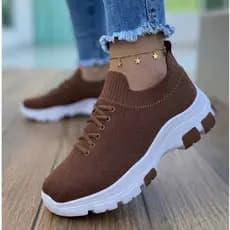 Tênis Feminino Meia Chunky JM Plataforma Confortável Com Cadarço 34 35 36 37 38 39 Promoção
