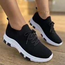 Tênis Calce Facil Feminino Meia Chunky JM Plataforma Com Cadarço Confortável 34 35 36 37 38 39