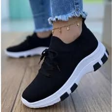Tênis Feminino Meia Chunky JM Plataforma Confortável Com Cadarço Confortável Tendência Lançamento