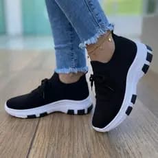 Tênis Calce Facil Feminino Meia Chunky Lançamento JM Plataforma Com Cadarço Confortável Tendência
