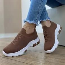 Tênis Calce Facil Feminino Meia Chunky JM Plataforma Com Cadarço Confortável Tendência 34 ao 39
