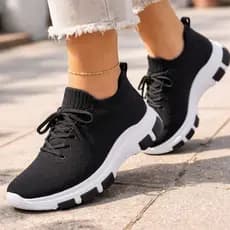Tênis Feminino Meia Plataforma Flatform Chunky Casual Calce Facil Confortável Uso Diário Trabalho