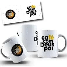Kit 4 Canecas Porcelana Café com Deus Pai - Com Seu Nome Personalizado