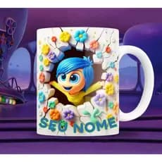 Kit Com 2 Canecas Copo Divertidamente 3D Com Nome