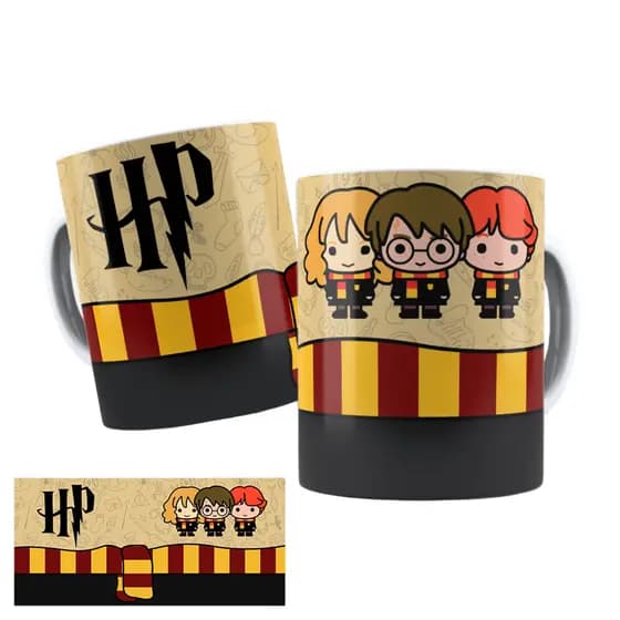 Kit 4 Caneca Porcelana Harry Potter Personalizada