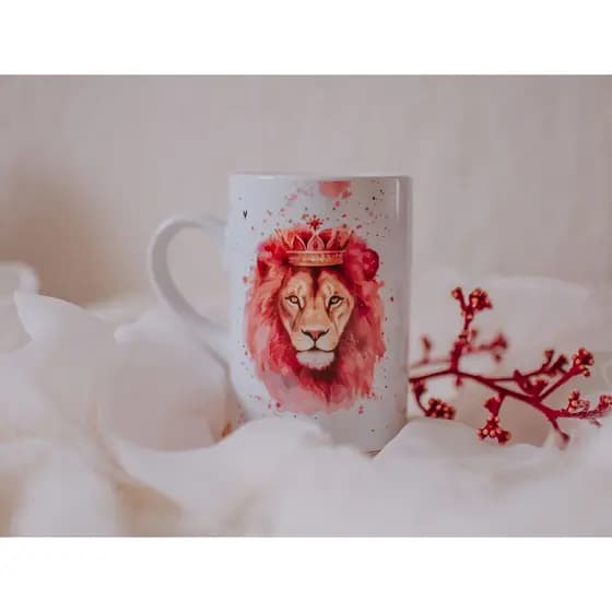 Copo Caneca de Porcelana Leão Seja forte e Corajosa