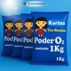 Kit 5 Tira Mancha em Pó para Roupas Karina O2 1kg Auxilia na Remoção de Sujeiras OFERTA