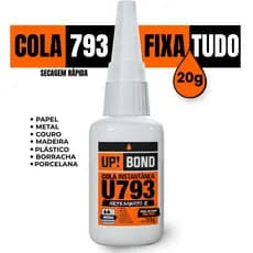 Cola Instantânea Up Bond 793 20g Unha Postiça Fibra Pedrarias Artesanato Bico Fino Fácil Aplicação