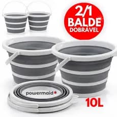 Balde Dobrável 10 Litros Retrátil Silicone Powermaid Resistênte Com Alça e Gancho