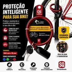Cadeado Bike Reforçado Cabo Aço Com Chave Multifuncional Anti Furto Portão Moto Capacete 650mm