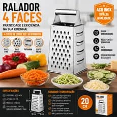 Ralador Manual De Aço Inox 20cm 4 Faces Para queijo Legumes