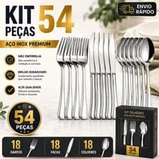 Kit Talheres Aço Inox 9, 18, 36 ou 54 Peças – Jogo Completo com Garfos Facas e Colheres Resistente Premium