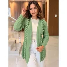 Casaco Cardigan  Feminino  Tricot Elegante Atemporal Kimono