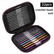 Kit 22 Agulhas de Crochê + Case Porta Agulhas