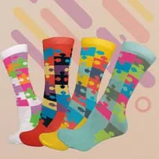 Meia Colorida Quebra-Cabeça Com 1 ou 2 Pares Qualidade Estilo e Conforto