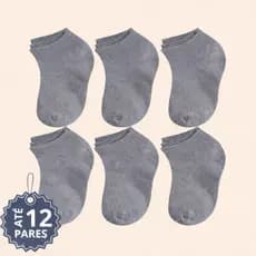 Kit De 3 a 12 Pares De Meias Infantil Cinza Algodão