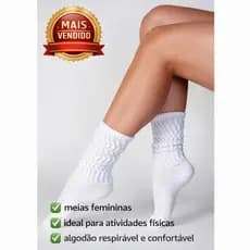 Meias Aeróbicas Femininas Alta Qualidade Com 1 a 6 Pares