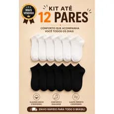 Kit De 3 a 12 Pares De Meias Escolar e Casual Infantil Algodão 0-15 Anos