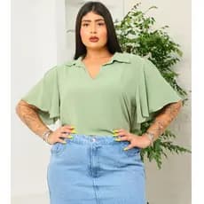 Blusa plus size feminina confortável -elegante decote V