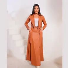 Conjunto Érika - Jaqueta Biker Cropped e Saia Longa em Couro Ecologico