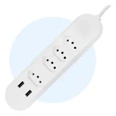 Filtro De Linha Extensão Elétrica Com 2 Entradas Usb 2 Metros 4 Tomadas Régua Bivolt