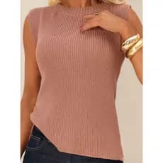 Colete Max Feminino Blusa Regata Tricô Fang Fenda Lateral Moda Verão Tricot Casual Elegante