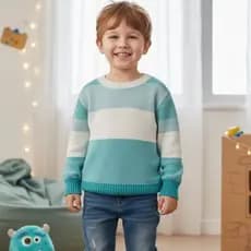 Blusa Infantil Tricot Listrada Unissex Roupa Infantil Menina e Menino Inverno Estilo Patricinha