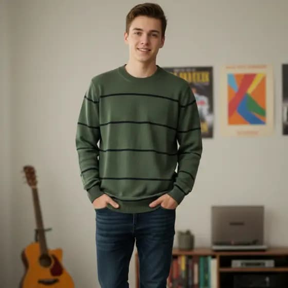 Blusa Masculina Tricot Listrada Juvenil Manga Longa Roupa Masculina Juvenil Estilosa Teen Itu