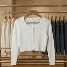 Casaquinho Tricot Crpped Juvenil Menina Canelado Botões Roupa Infantil Menina Casaco Tricot Infantil