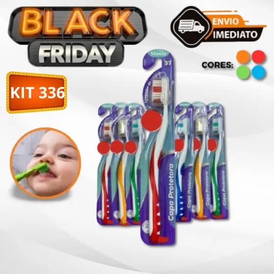 Kit 336 Escova Dental Super Macia Alta Qualidade Adulto Proteção Emborrachada Envio Imediato