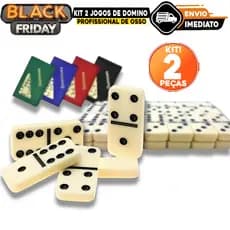 Kit 2 Jogos de Domino Profissional de Osso com 9MM e 28 Peças