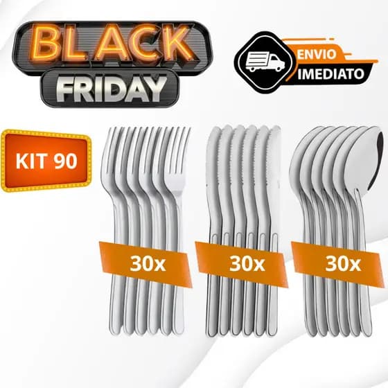 Kit 90 Talheres 30 Garfos 30 Colheres e 30 Facas Em Aço Inox De Alta Qualidade Envio Imediato.