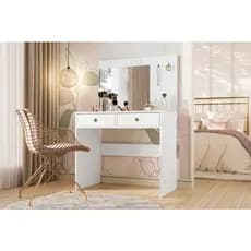 Penteadeira Camarim Ideal Mesa Para Salão De Maquiagem E Quarto Com Espelho Led E 2 Gavetas Organizadoras