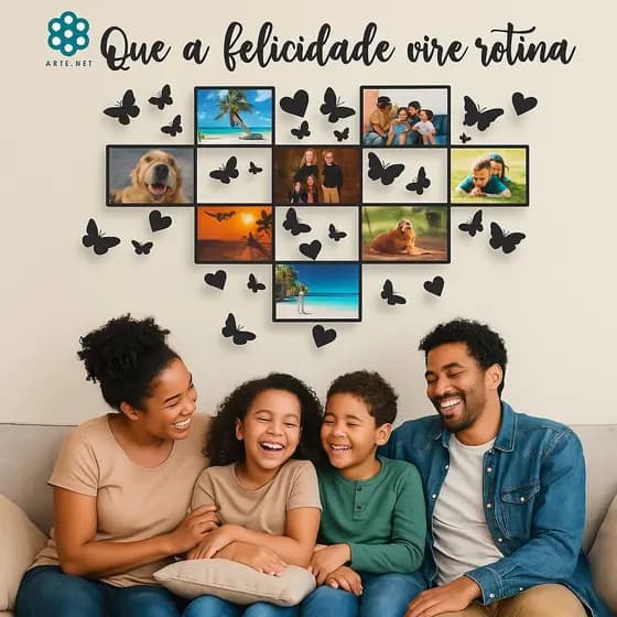 Quadro de 8 Fotos para Parede em MDF Decoração de Quarto e Sala Lançamento