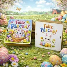 Kit 4 Caixa Mdf Páscoa Lembrancinha Presente Chocolate Bombom Decoração Tampa Encaixe