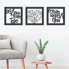 Kit 3 Quadros Decorativos em Mdf de Parede Decoração de Quarto PROMOÇÃO