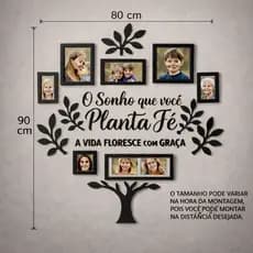 Mural de Fotos Personalizável Árvore da Vida com Porta-Retratos Decorativos