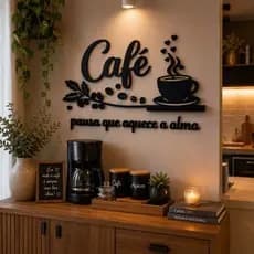 Kit Para Cantinho Do Café Mdf Escrita Decoração Cozinha Cafe