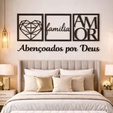Quadros Decorativos Decoração Sala Mdf Preto Frase Abençoados por Deus